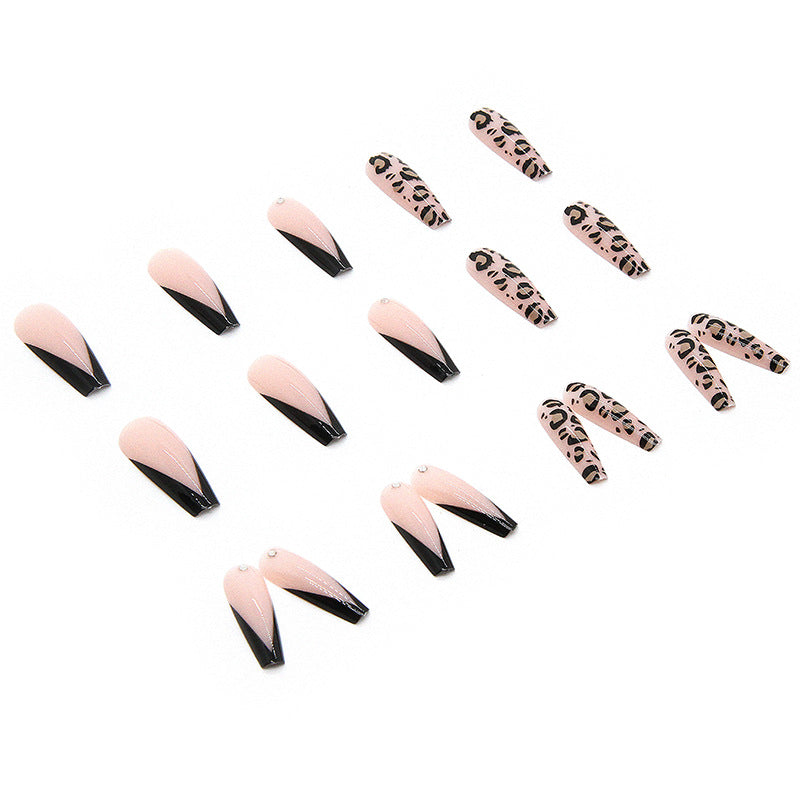 Wholesale Long Ballerina False Nails Leopard Print Plastic Nail Stickers